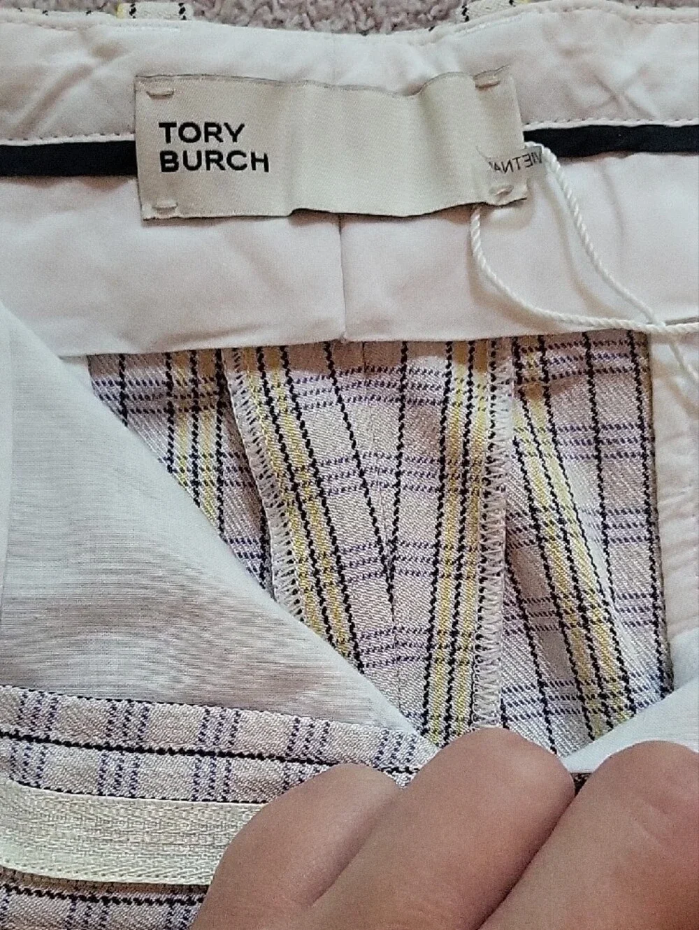 NWOT Tory Burch Stretch Twill Cropped Plaid Golf Pants